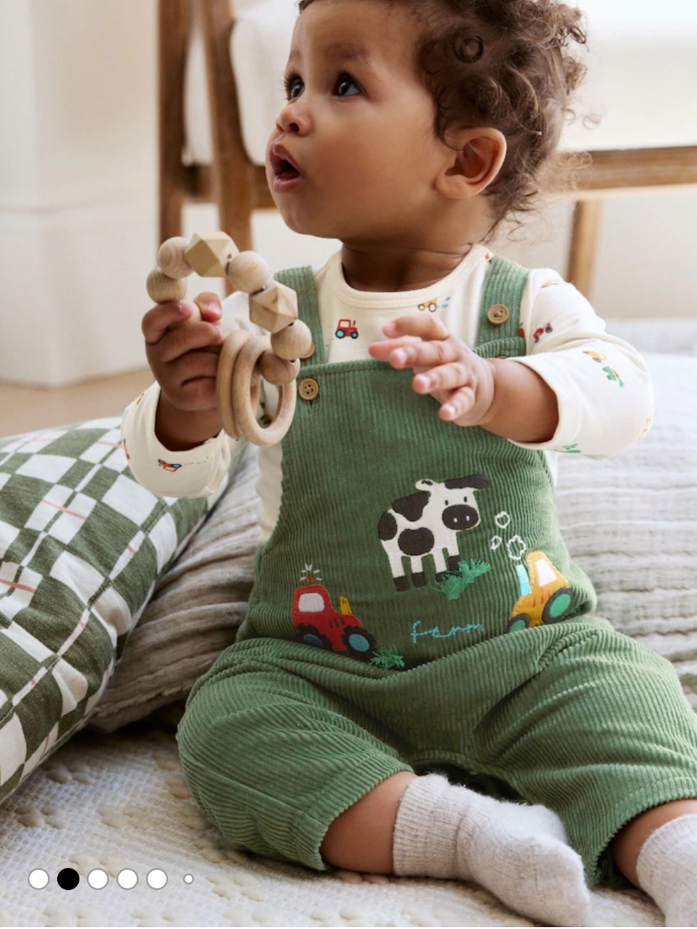 NEXT Baby Farm Tractor Corduroy Dungarees + Bodysuit Set – 6–9M